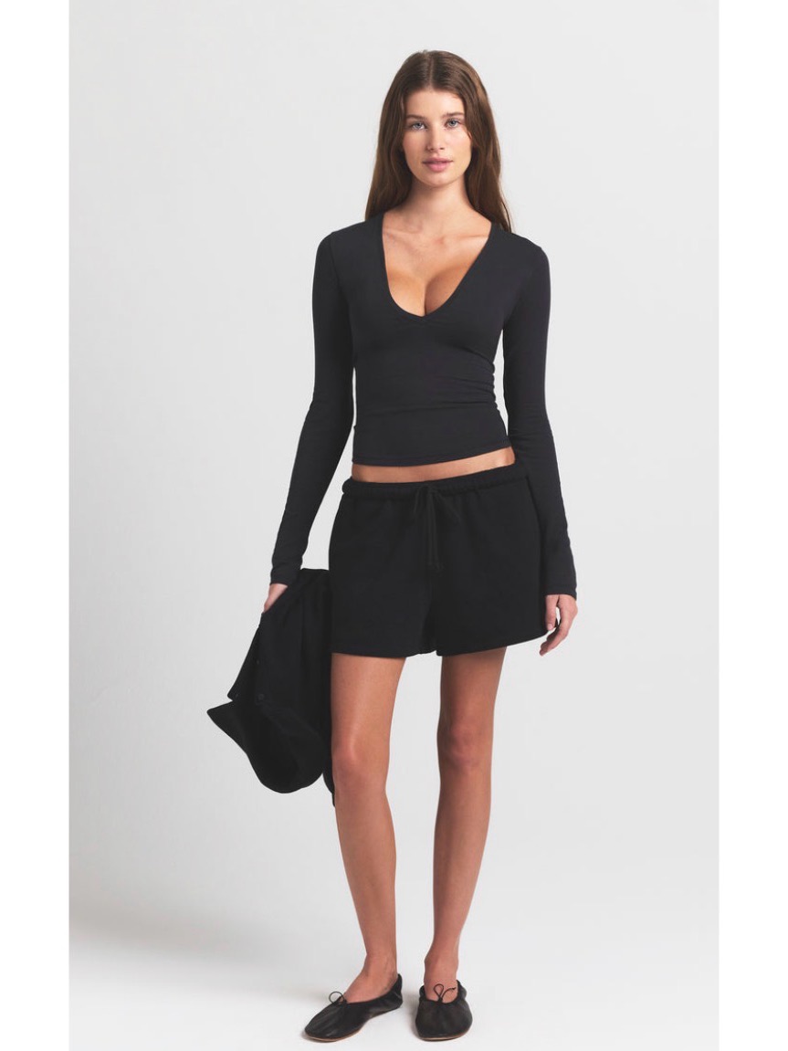Nwt Skims Cotton Fleece Classis Short In Onyx Xl